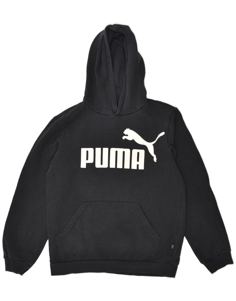 PUMA Boys Graphic Hoodie Jumper 13-14 Years Black Cotton | Vintage Puma | Thrift | Second-Hand Puma | Used Clothing | Messina Hembry 