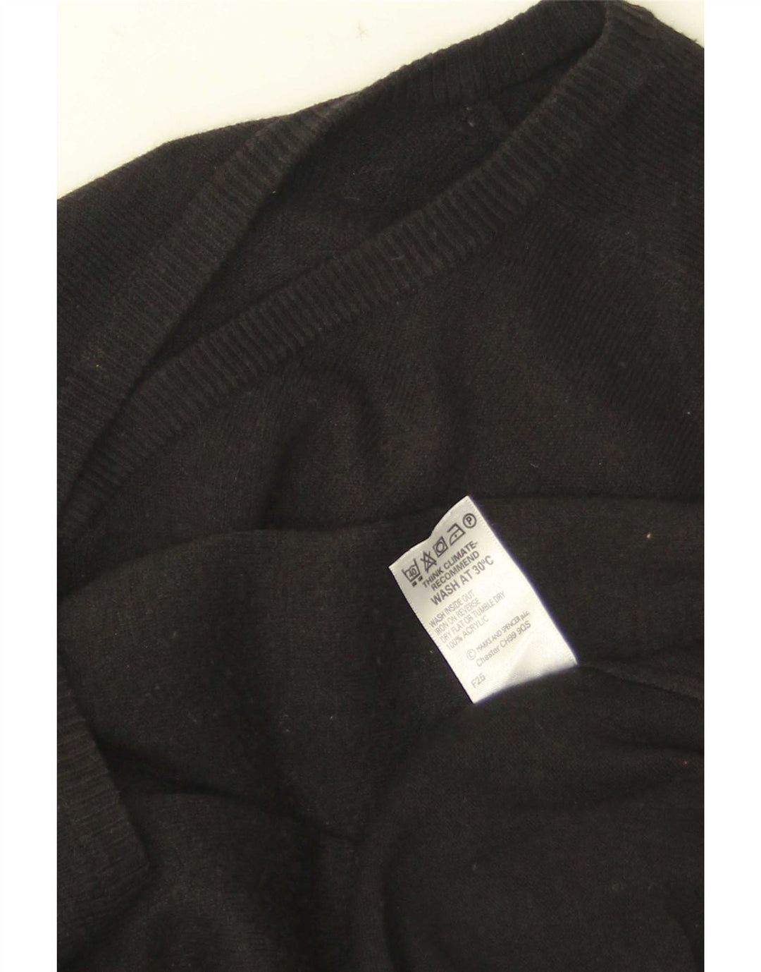 Marks & Spencer Mens V-Neck Jumper Sweater XL Black Acrylic