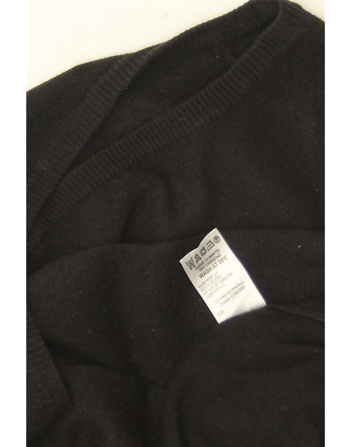 Marks & Spencer Mens V-Neck Jumper Sweater XL Black Acrylic
