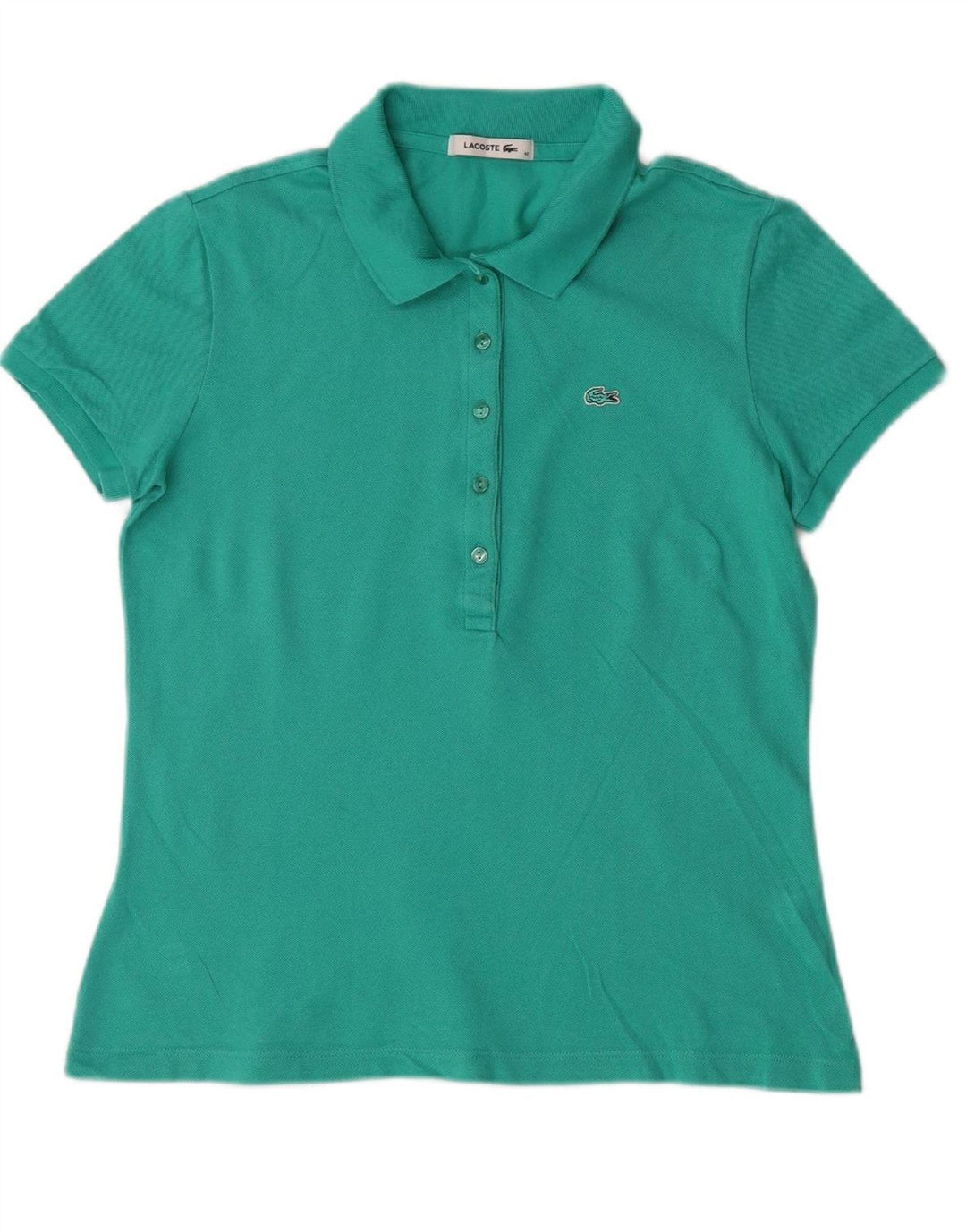 LACOSTE Womens Polo Shirt Size 42 Large Green Cotton