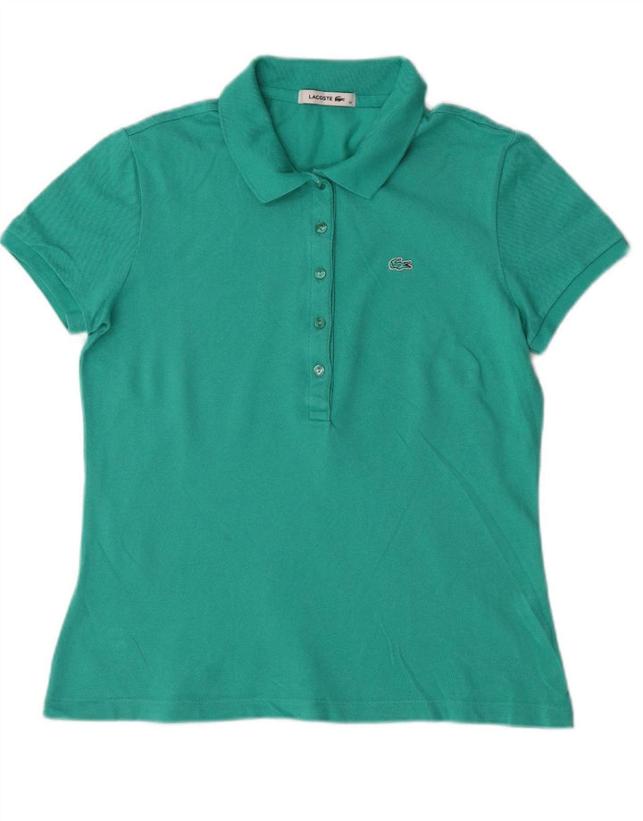 LACOSTE Womens Polo Shirt Size 42 Large Green Cotton