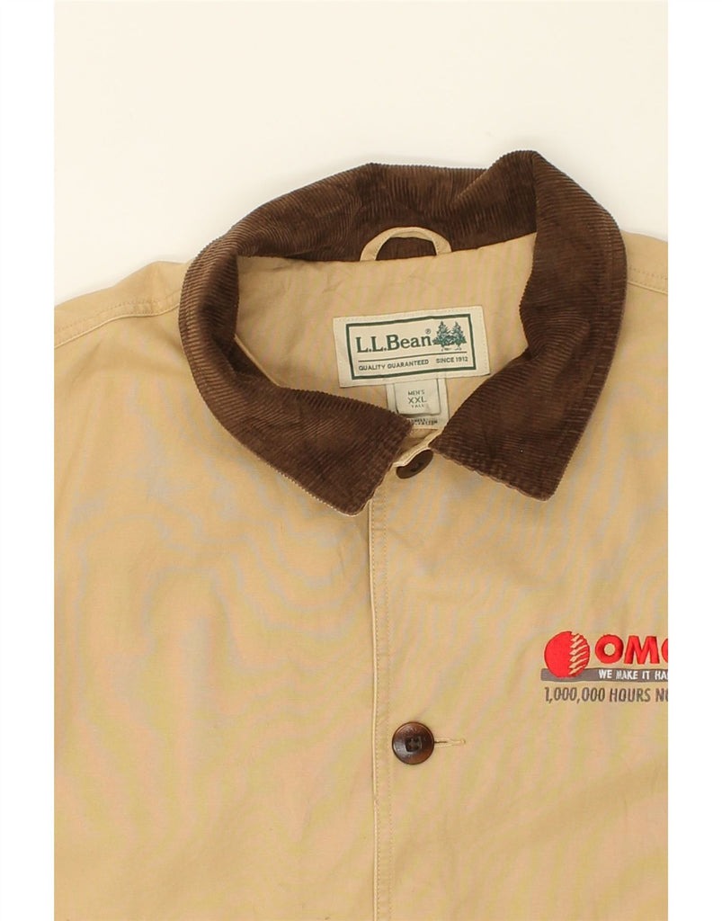L.L.BEAN Mens Tall Overcoat UK 44 2XL Beige Cotton | Vintage L.L.Bean | Thrift | Second-Hand L.L.Bean | Used Clothing | Messina Hembry 