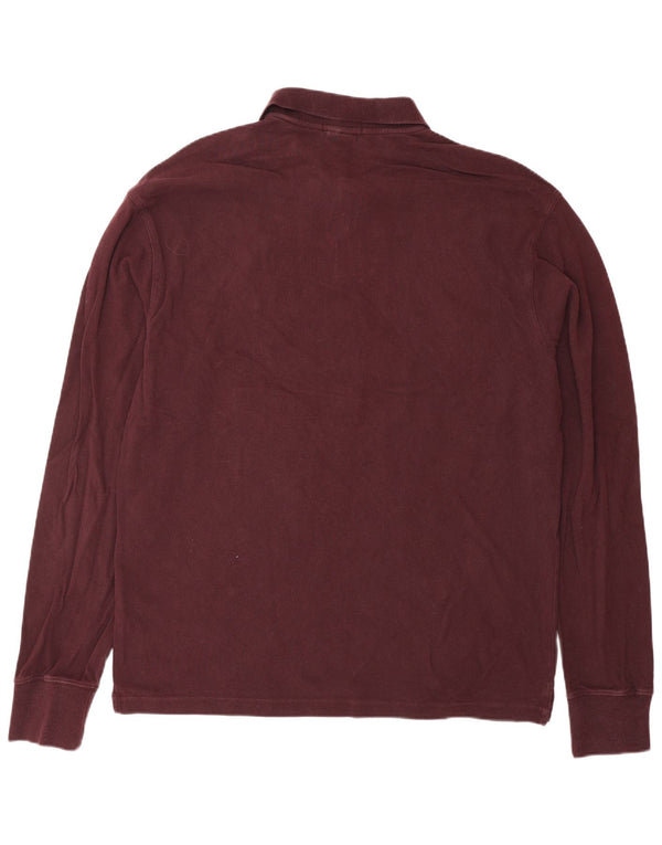 GANT Mens Fitted Long Sleeve Polo Shirt 3XL Maroon Cotton