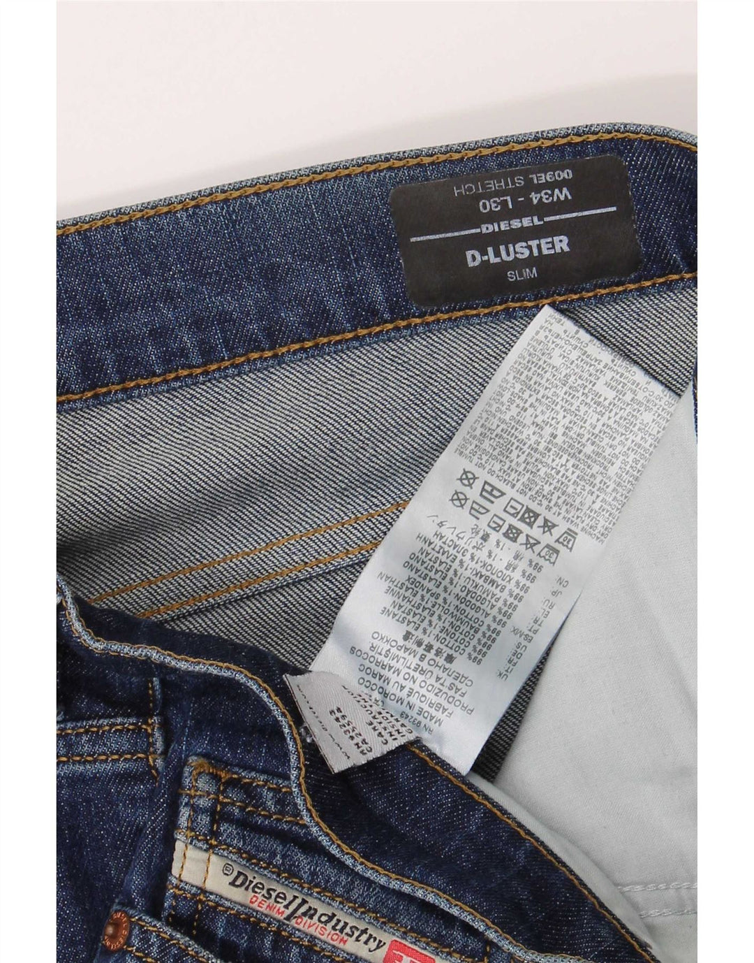 Diesel Mens D-Luster Slim Jeans W34 L30 Blue Cotton