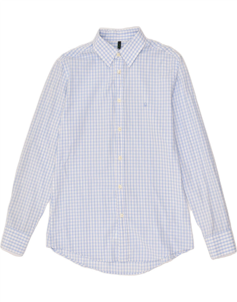 BENETTON Mens Shirt Medium Blue Gingham Cotton Vintage Benetton and Second-Hand Benetton from Messina Hembry 