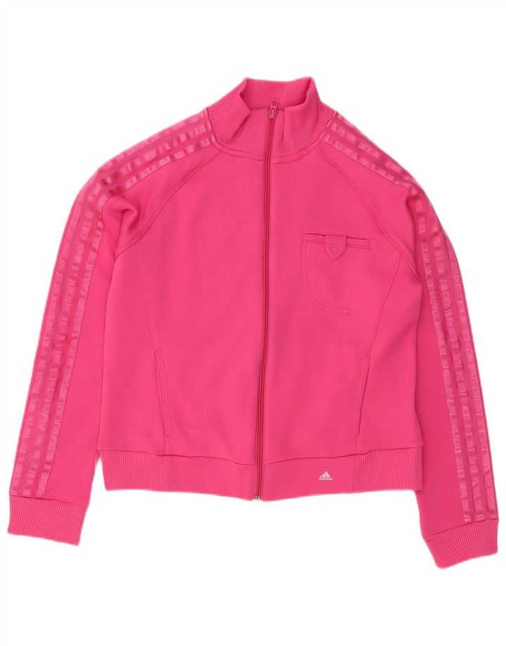 Adidas Womens Tracksuit Top Jacket UK 14 Medium Pink Polyester