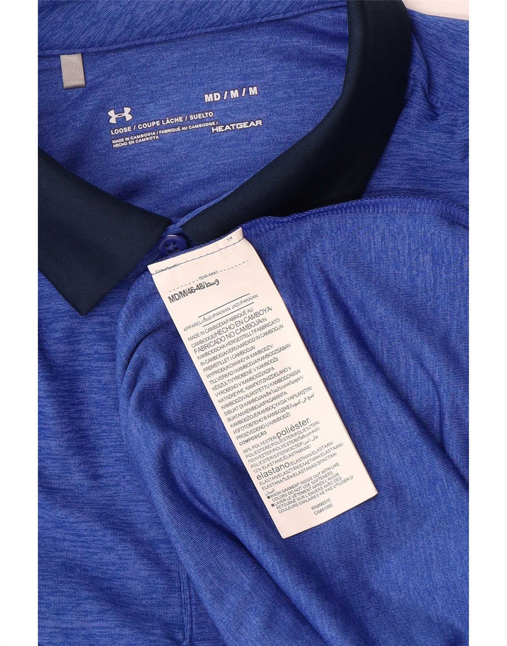 Under Armour Mens Heat Gear Polo Shirt Medium Blue Colourblock Polyester