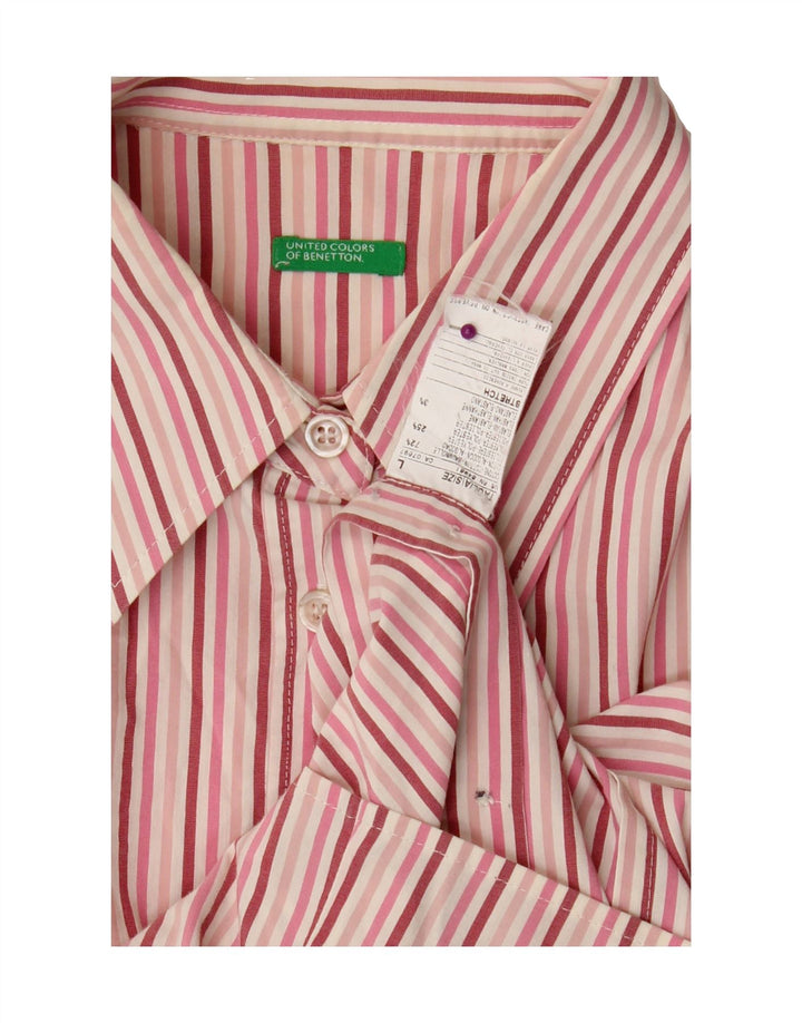 BENETTON Womens Shirt UK 16 Large Multicoloured Pinstripe Cotton Vintage Benetton and Second-Hand Benetton from Messina Hembry 