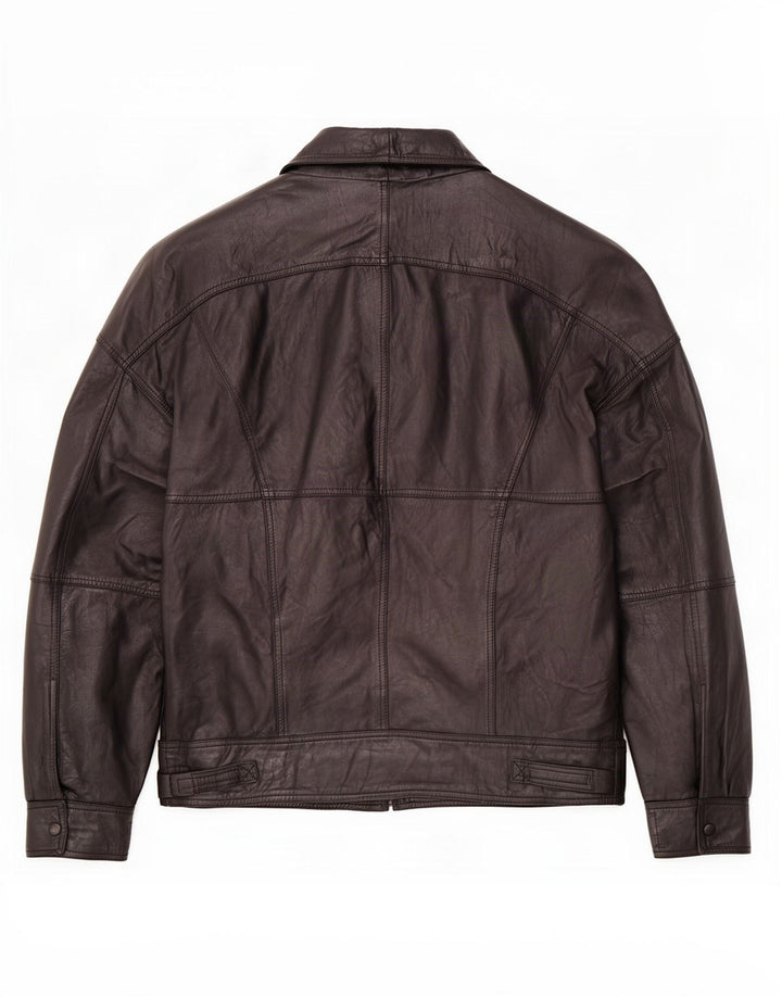 Vintage Mens Leather Jacket IT 52 XL Black