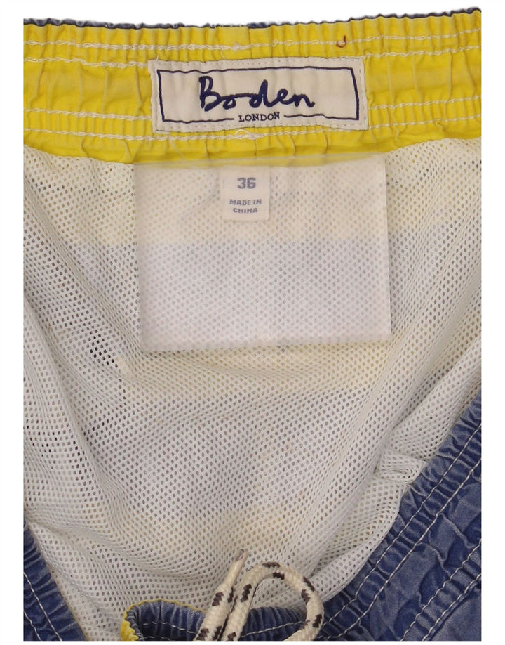 BODEN Mens Swimming Shorts Large Blue Striped