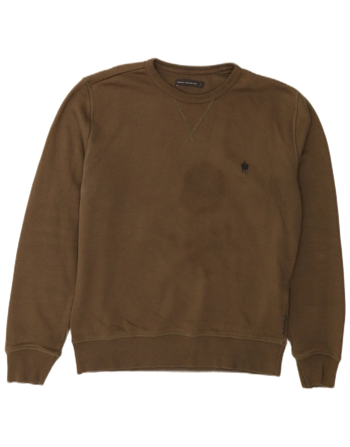 French Connection Mens Sweatshirt Jumper Large Khaki Cotton
