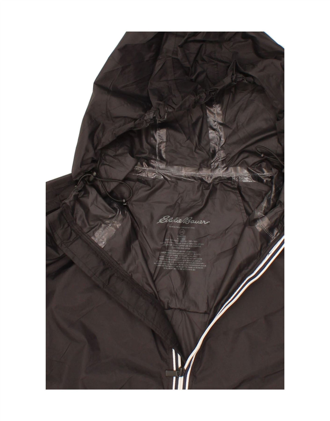 EDDIE BAUER Mens Hooded Rain Jacket UK 40 Large Black Nylon Vintage Eddie Bauer and Second-Hand Eddie Bauer from Messina Hembry 