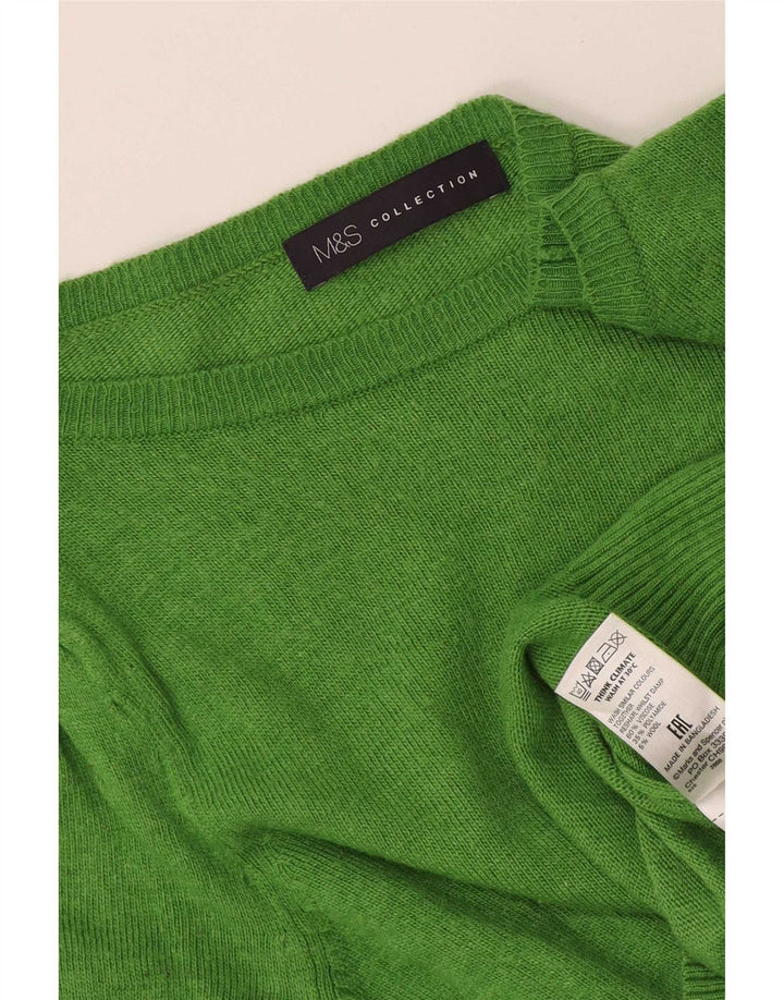 Marks & Spencer Womens Boat Neck Jumper Sweater UK 12 Medium Green Viscose