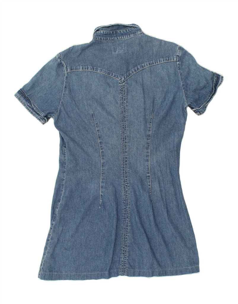 RIFLE Womens Short Sleeves Denim Dress UK 16 Large Blue Cotton | Vintage Rifle | Thrift | Second-Hand Rifle | Used Clothing | Messina Hembry 
