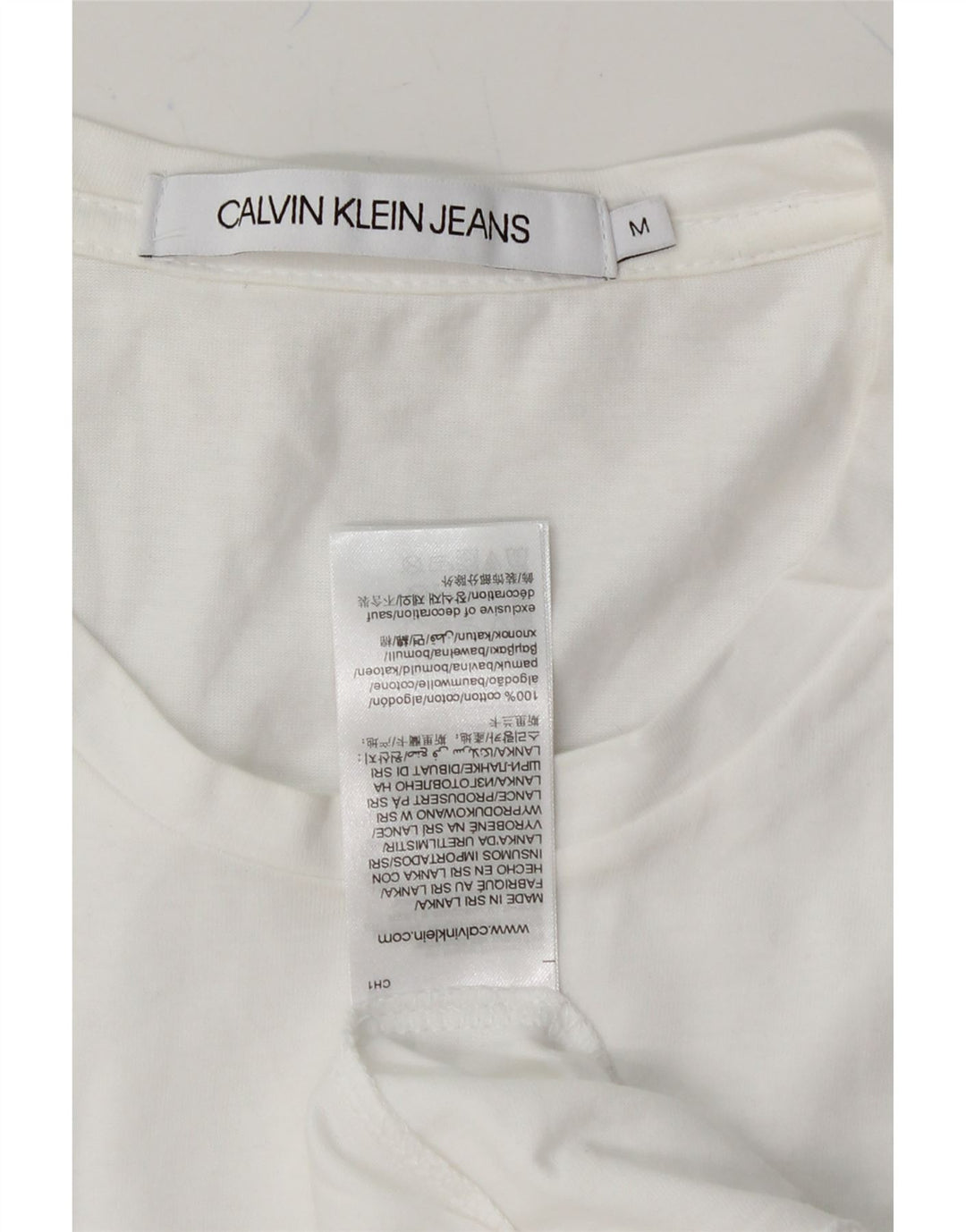 CALVIN KLEIN JEANS Mens Graphic T-Shirt Top Medium White Cotton Vintage Calvin Klein Jeans and Second-Hand Calvin Klein Jeans from Messina Hembry 