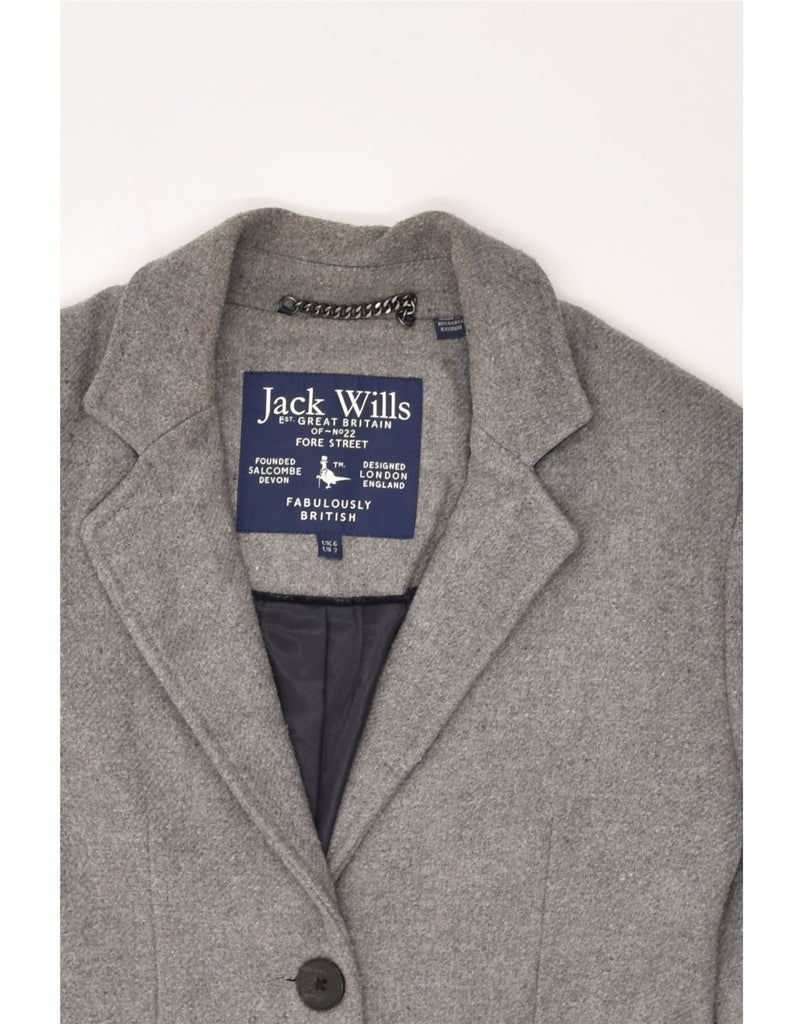 JACK WILLS Womens Overcoat UK 6 XS Grey Wool | Vintage Jack Wills | Thrift | Second-Hand Jack Wills | Used Clothing | Messina Hembry 