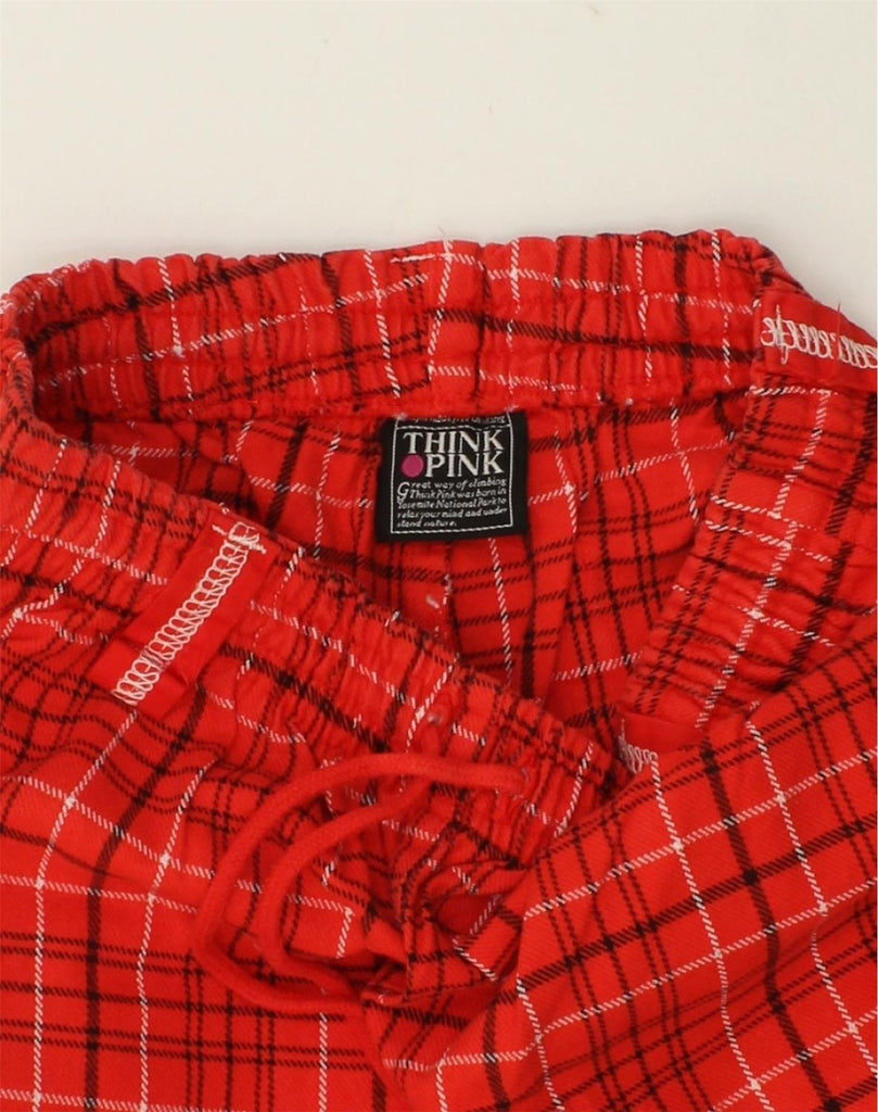 THINK PINK Girls Graphic Casual Trousers 9-10 Years W24 L26 Red Check | Vintage Think Pink | Thrift | Second-Hand Think Pink | Used Clothing | Messina Hembry 