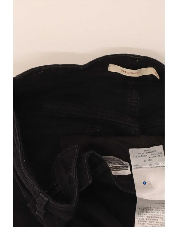 Levi's Womens 714 Straight Jeans W29 L30 Black Cotton