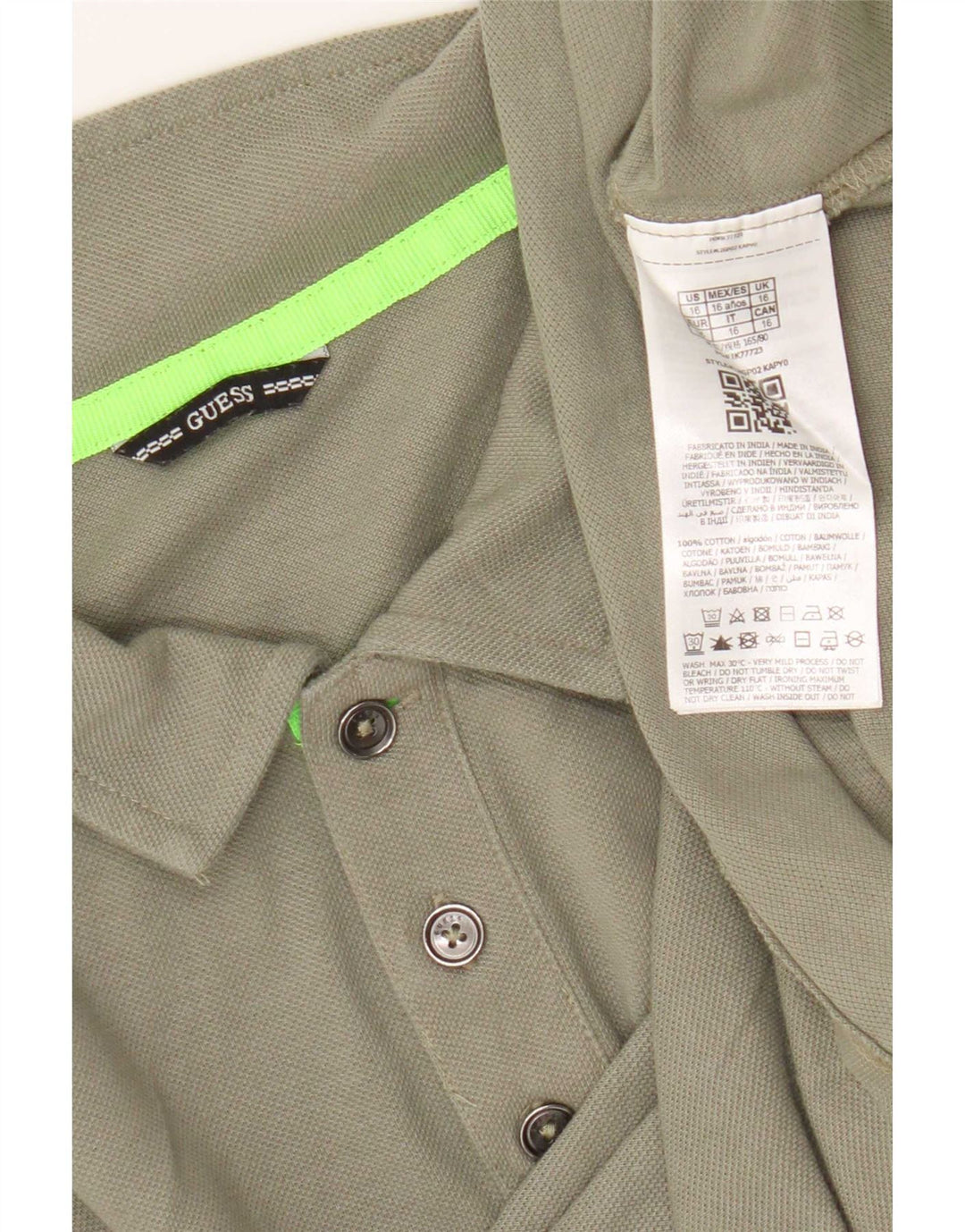 Guess Boys Polo Shirt 15-16 Years Khaki Cotton