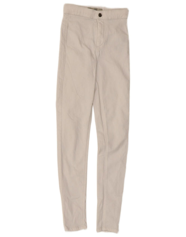 Topshop Womens Joni Skinny Casual Trousers W25 L27 White Cotton
