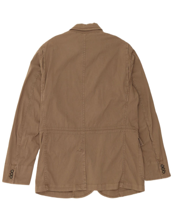 Trussardi Jeans Mens Utility Jacket IT 54 2XL Beige Cotton