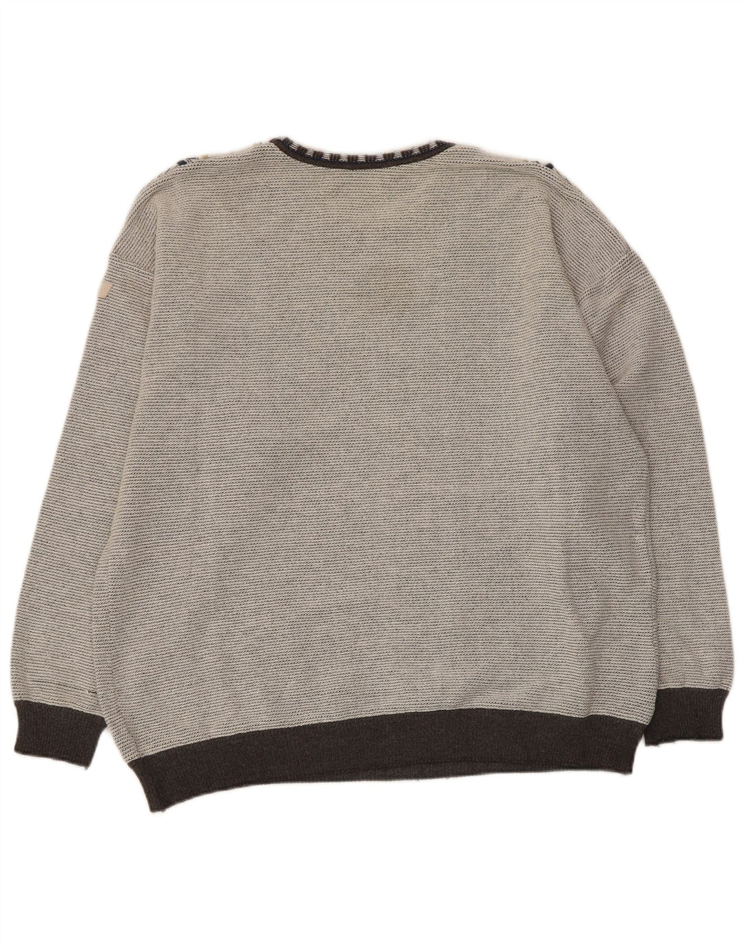 Bueckle Mens Boat Neck Jumper Sweater Large Grey Geometric