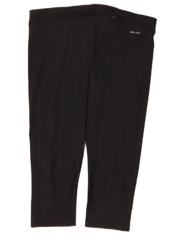 Nike Womens Dri Fit Capri Leggings UK 14 Large  Black Polyester