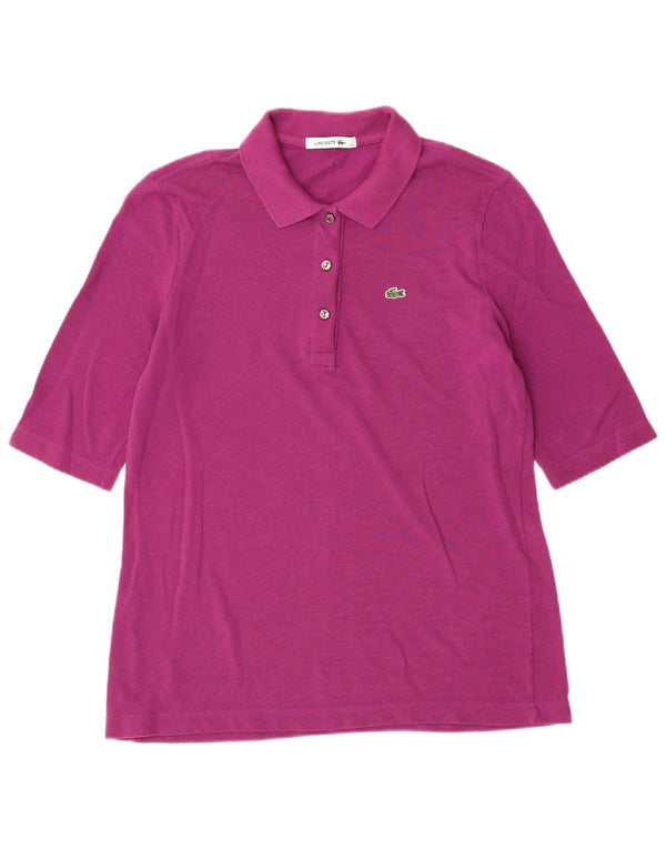 LACOSTE Womens Polo Shirt Size 42 Large Maroon Cotton