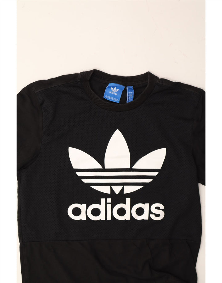 ADIDAS Mens Graphic T-Shirt Top Small Black Cotton Vintage Adidas and Second-Hand Adidas from Messina Hembry 