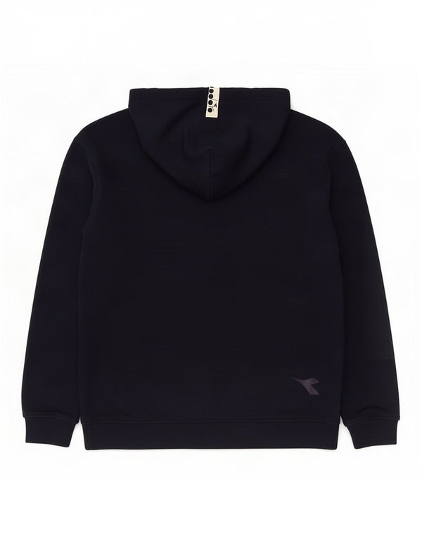 Diadora Mens Graphic Hoodie Jumper Medium Navy Blue Cotton