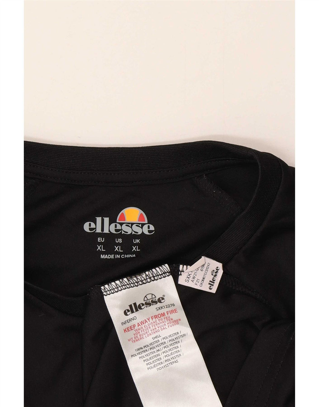 Ellesse Mens T-Shirt Top XL Black Polyester