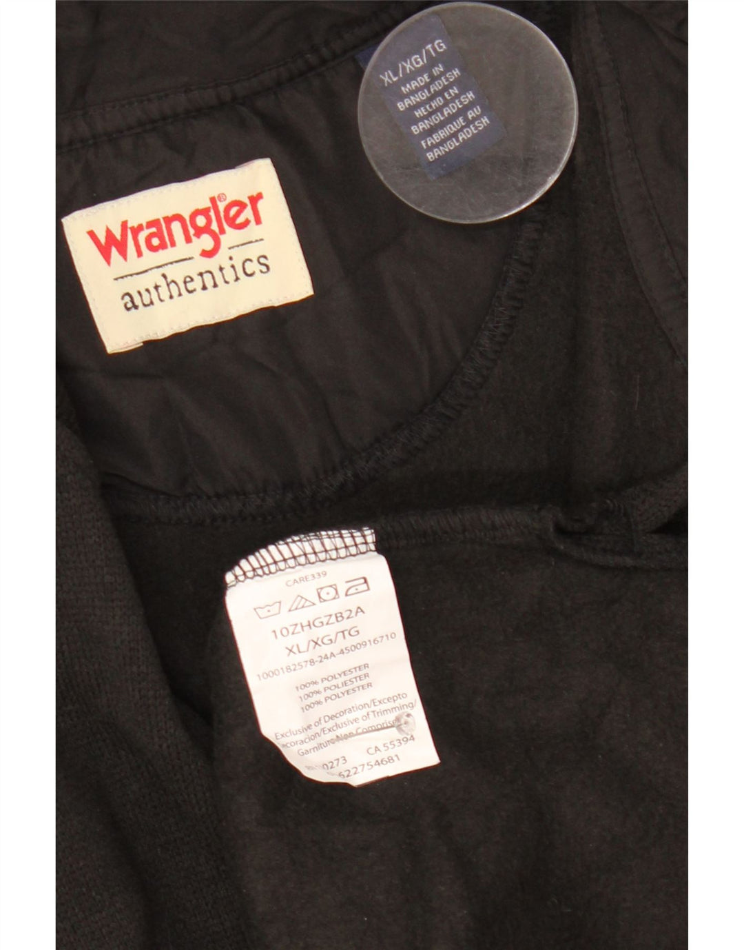 Wrangler Mens Zip Neck Sweatshirt Jumper XL Black Polyester