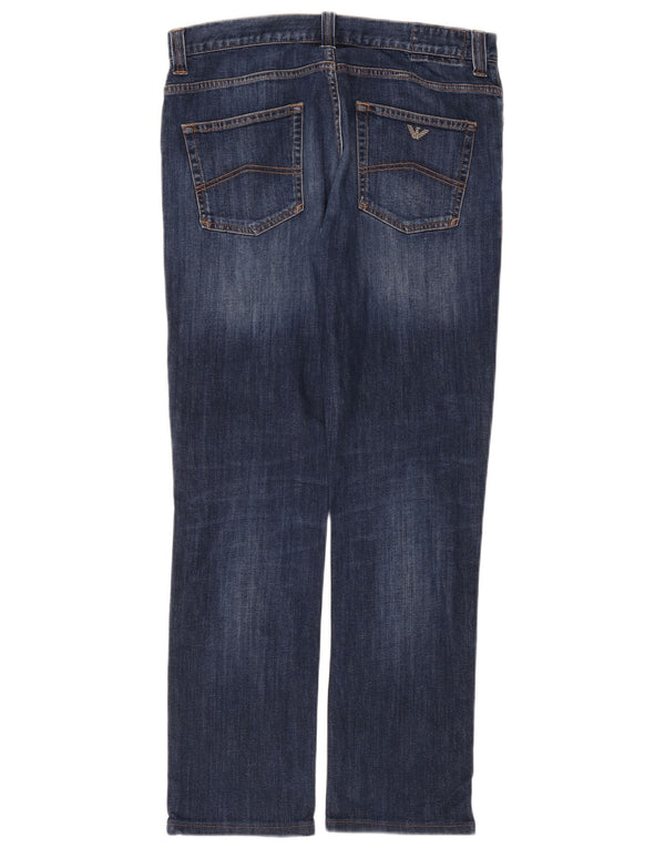 Emporio Armani Mens Straight Jeans W33 L30 Blue Cotton