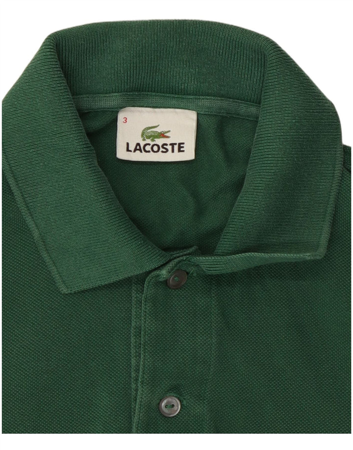 LACOSTE Mens Long Sleeve Polo Shirt Size 3 Small Green Cotton