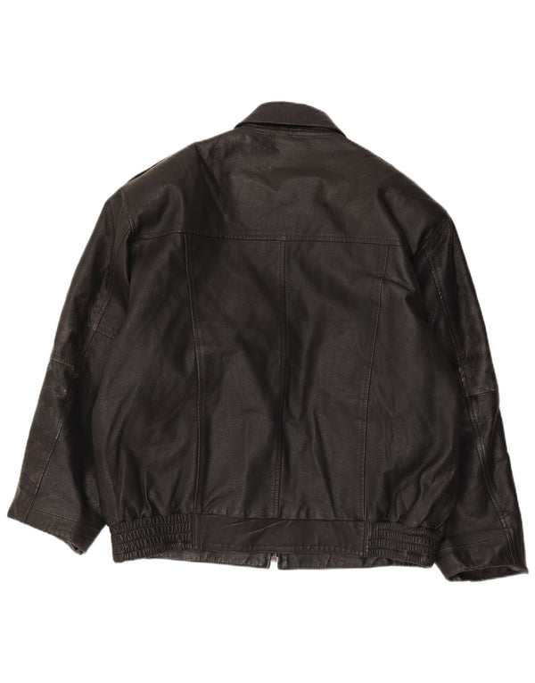 MILAN Mens Leather Jacket UK 40 Large Black Leather