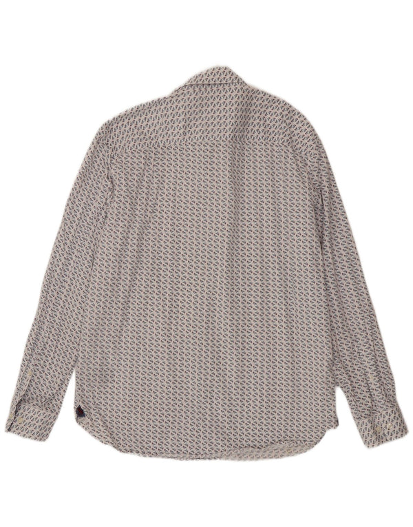 Joules Mens Abstract Pattern Classic Fit Shirt Large White Cotton