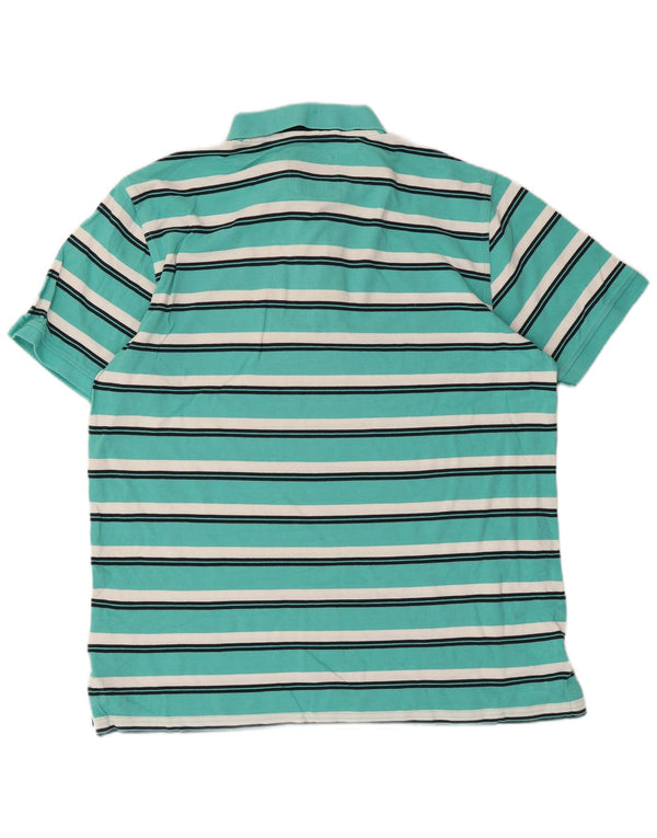 Crew Clothing Mens Polo Shirt XL Turquoise Striped Cotton
