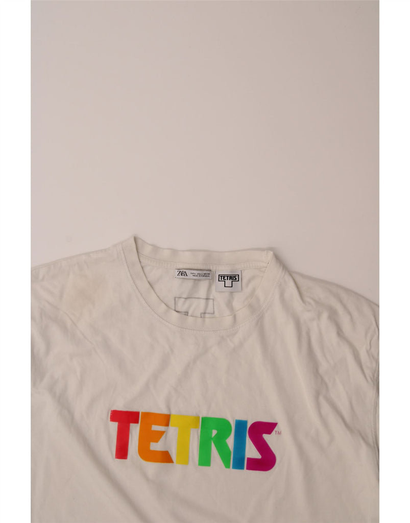 ZARA Mens Graphic T-Shirt Top Large White Cotton Vintage Zara and Second-Hand Zara from Messina Hembry 