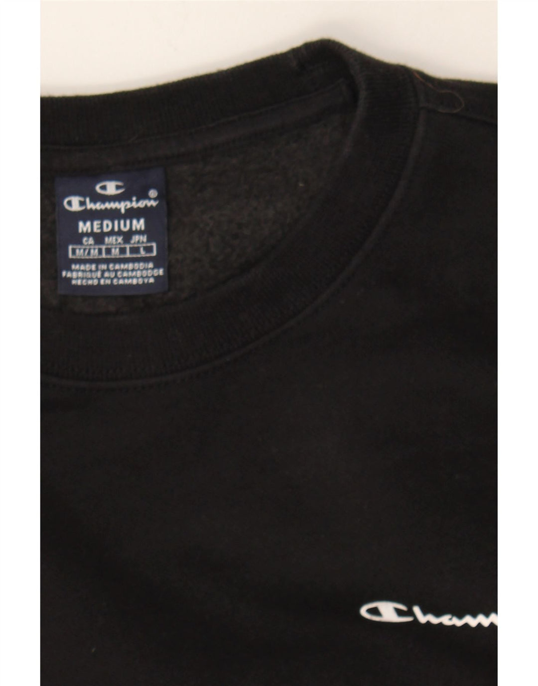 CHAMPION Mens Sweatshirt Jumper Medium Black Cotton Vintage Champion and Second-Hand Champion from Messina Hembry 