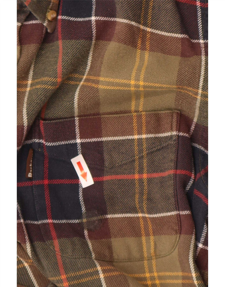 Barbour Mens Regular Fit Flannel Shirt Medium Green Plaid Cotton