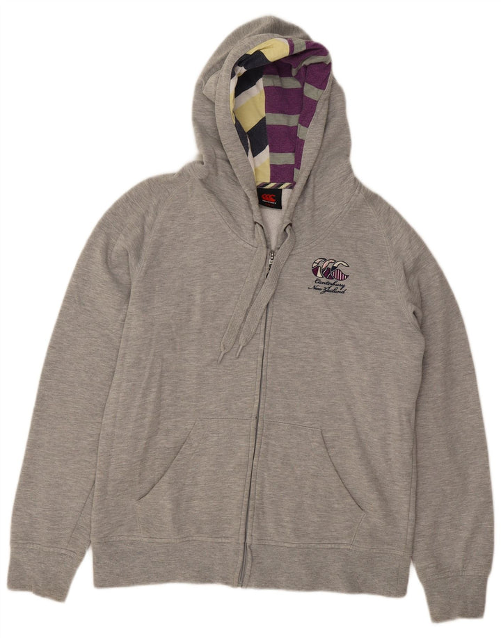 CANTERBURY Girls Zip Hoodie Sweater 13-14 Years Grey Cotton