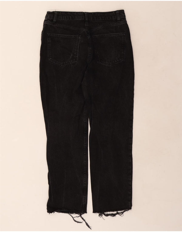 Zara Womens Distressed Straight Jeans EU 40 Medium W30 L26 Black Cotton