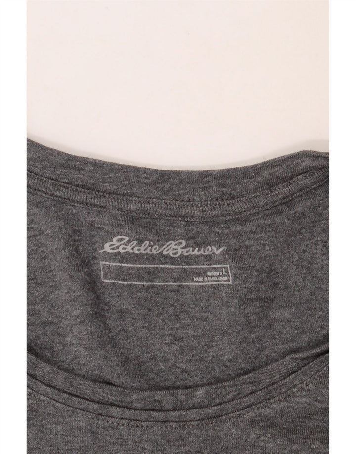 EDDIE BAUER Womens T-Shirt Top UK 14 Large Grey Cotton Vintage Eddie Bauer and Second-Hand Eddie Bauer from Messina Hembry 