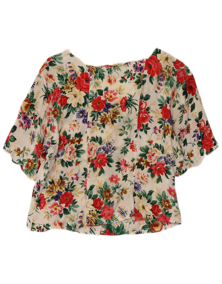 CAPRICCI BY MARCELL Womens Crop Shirt Blouse UK 14 Medium Multicoloured