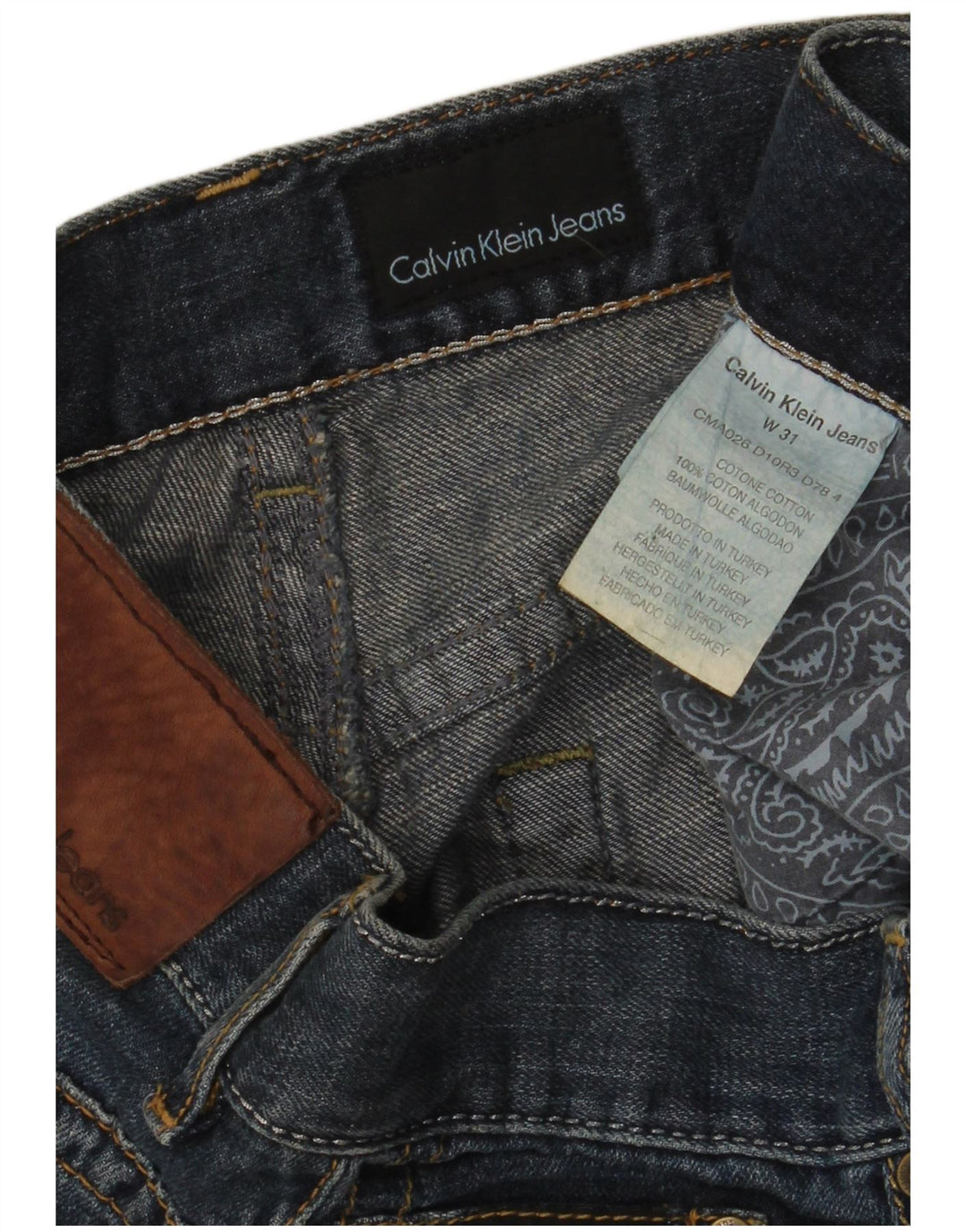 Calvin Klein Mens Distressed Straight Jeans W31 L28 Blue Cotton