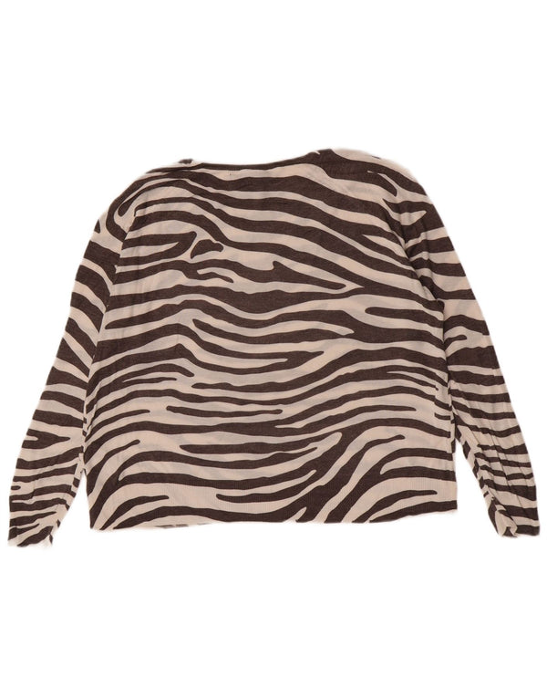 Zara Womens Loose Fit Blouse Top UK 14 Medium Brown Animal Print