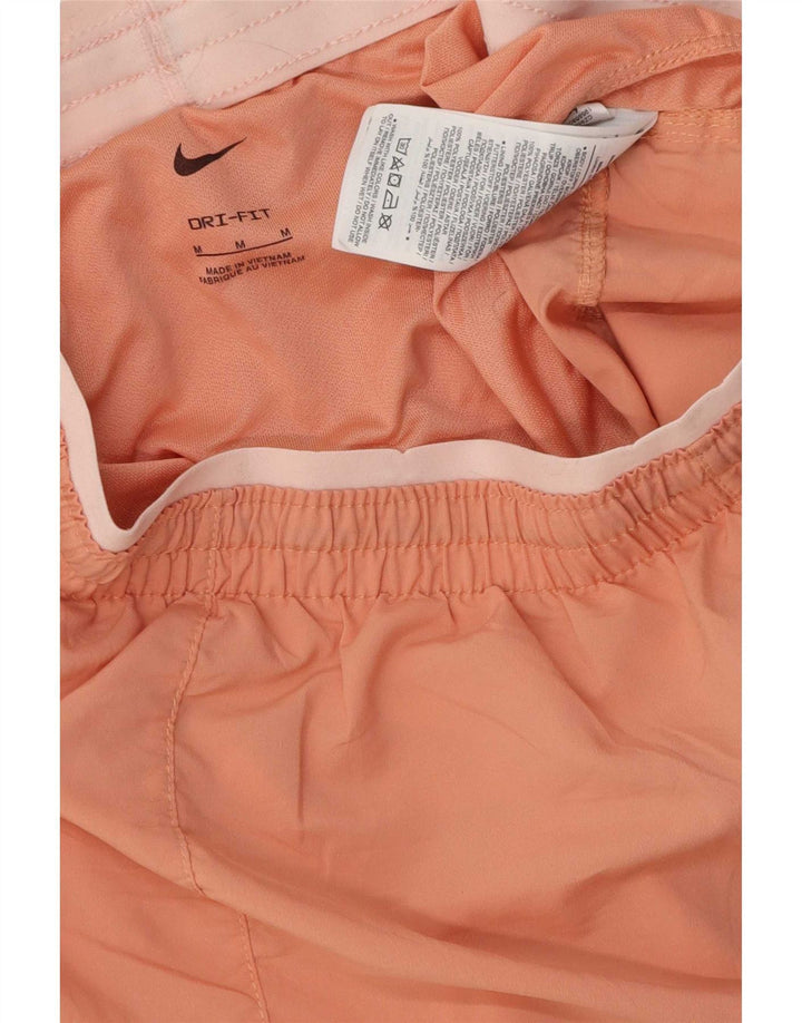 Nike Womens Sport Shorts UK 12 Medium Pink Striped Polyester