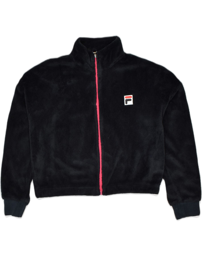 FILA Girls Oversized Fleece Jacket 13-14 Years Black Polyester | Vintage Fila | Thrift | Second-Hand Fila | Used Clothing | Messina Hembry 