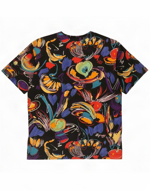 Vintage Womens Abstract Pattern T-Shirt Top UK 10 Small Multicoloured
