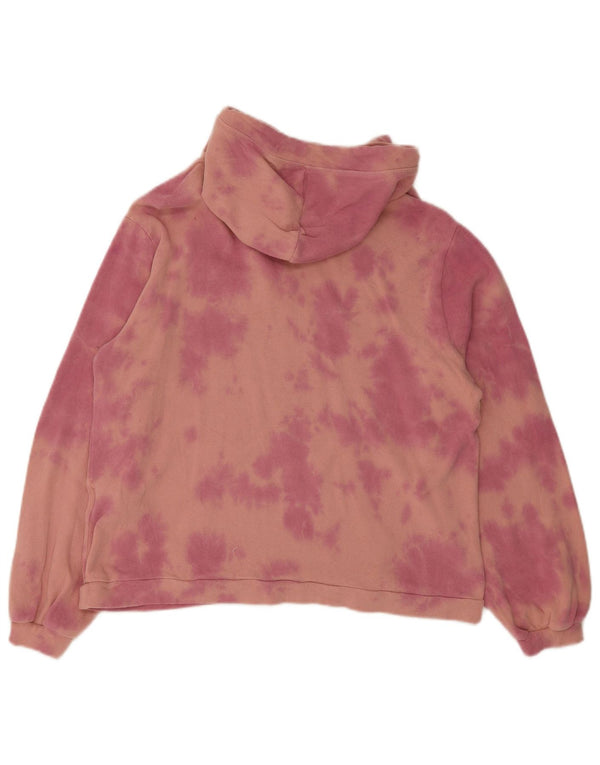 Volcom Womens Oversized Hoodie Jumper UK 10 Small Pink Tie Dye Cotton